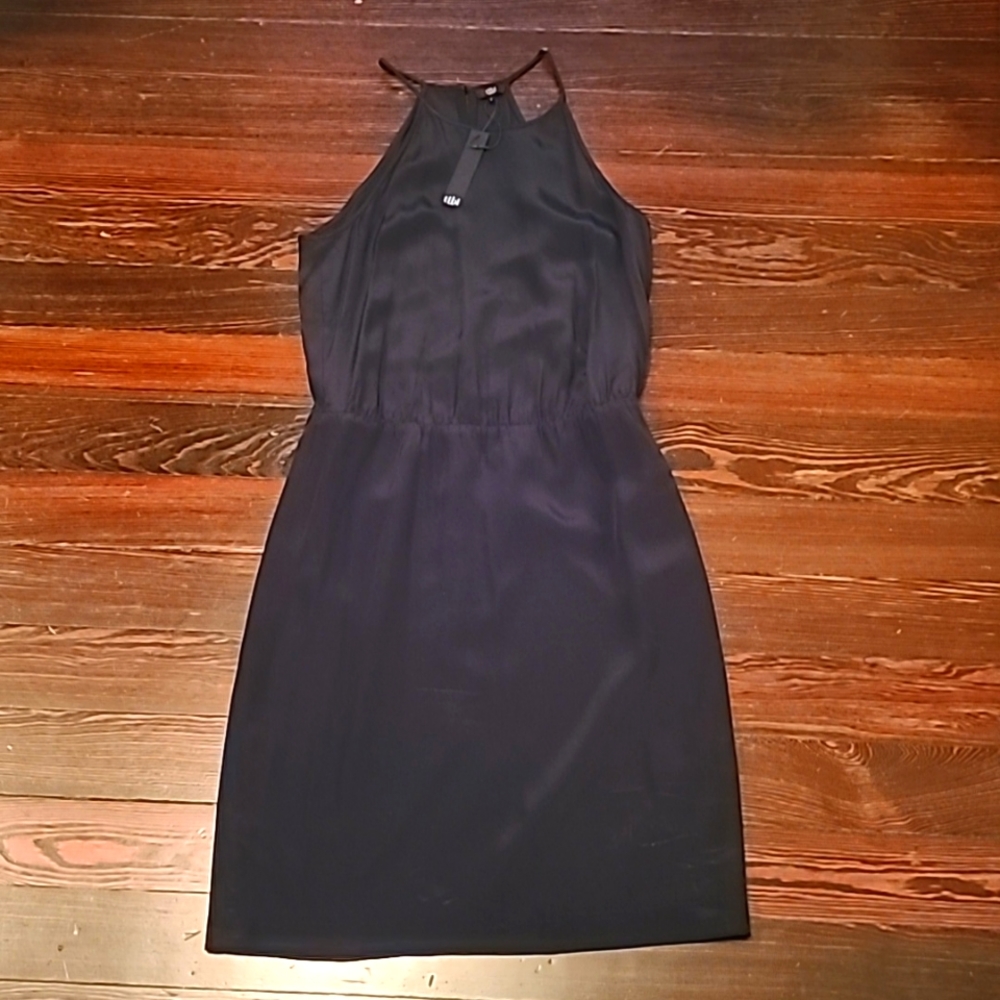 NWT Tibi Black Silk High-Neck Cocktail Dress